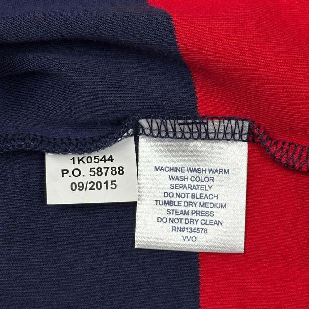 Vineyard Vines Mens Large Red‎ Navy Blue Striped 1/4 Zip Cotton Pullover 1K0544